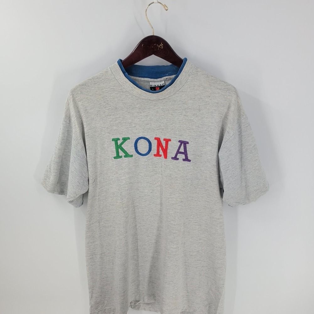 Vintage Signal Sports Kona‎ Short Sleeve Crew Neck T-Shirt Heather Gray Size L